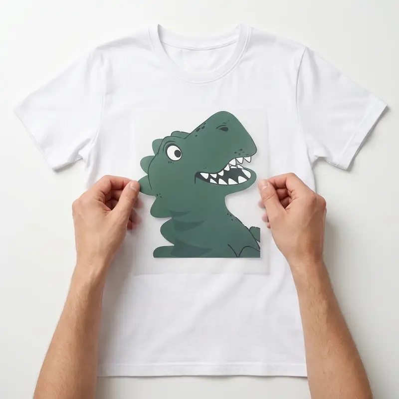 DTF fabric preparation with PET film placement on heat press