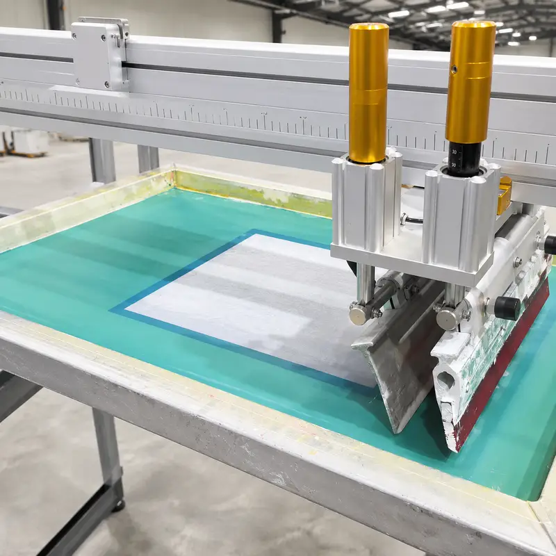 Automated squeegee applying screen pre-treatment liquid uniformly