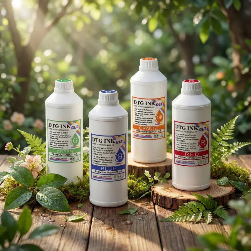 Industrial DTG color ink application and scene display