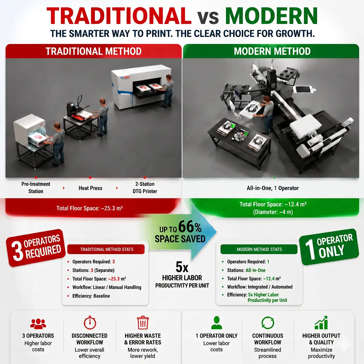6-Station Rotary DTG vs Traditional Workflow Comparison