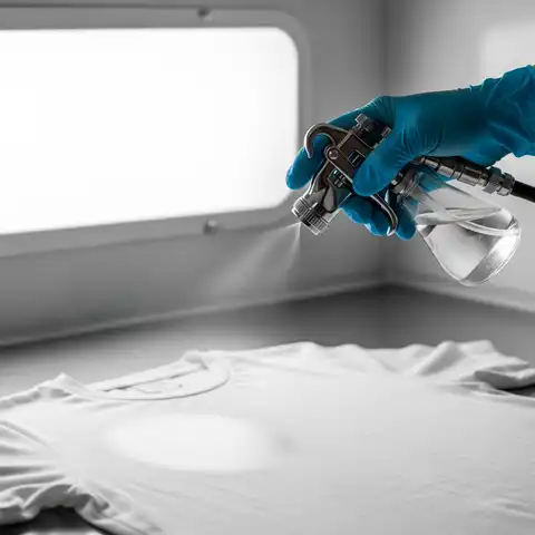 DTG pre-treatment solution application on garment